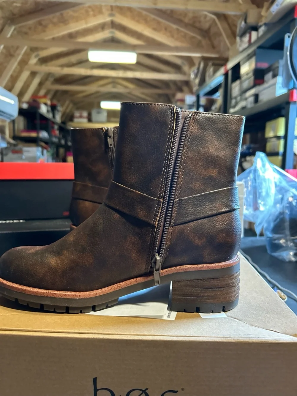 boc Dark Brown Leather Harness Ankle Boots